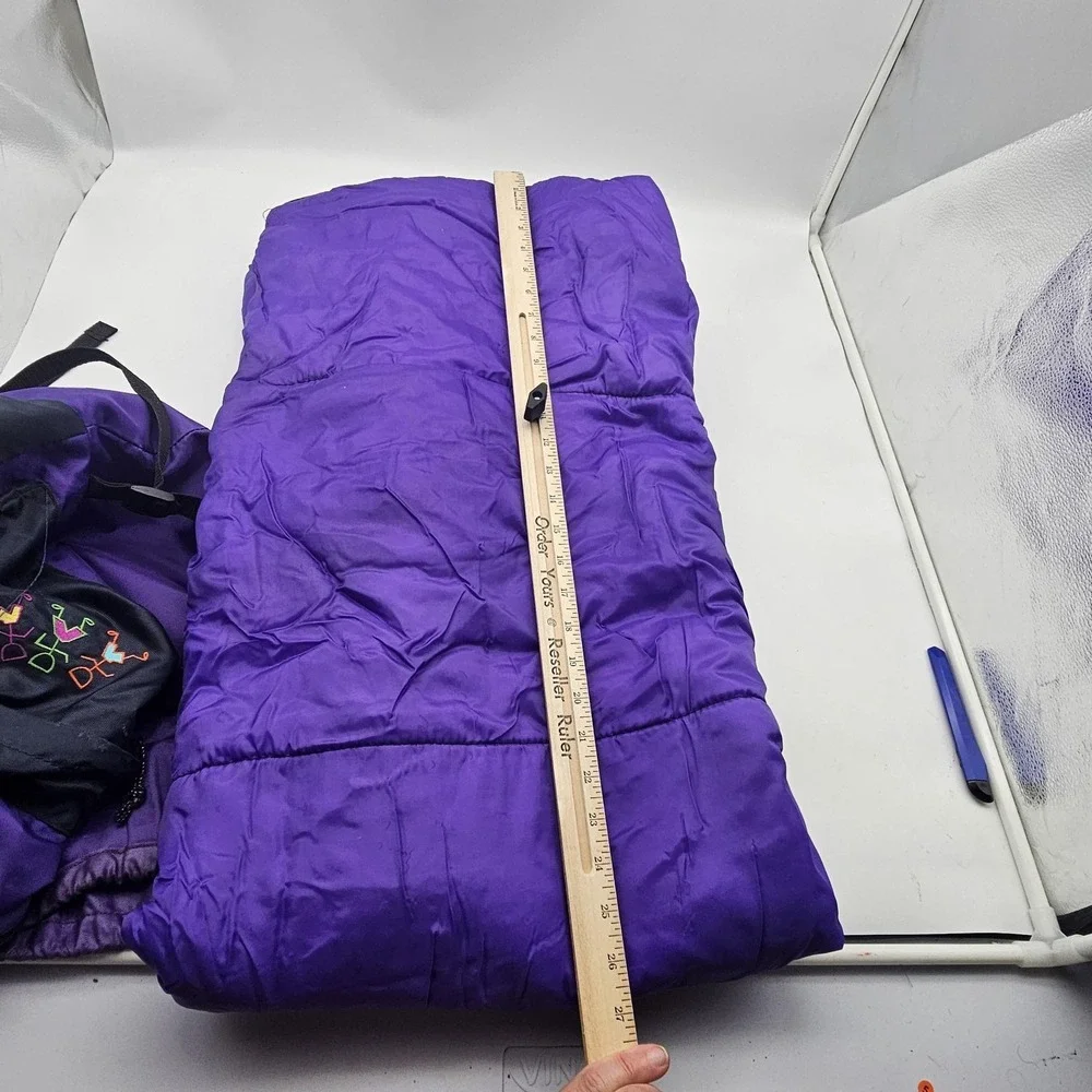 Vintage Kids Sleeping Bag‎ Small Backpack Carrier Purple Stick Figure Camping